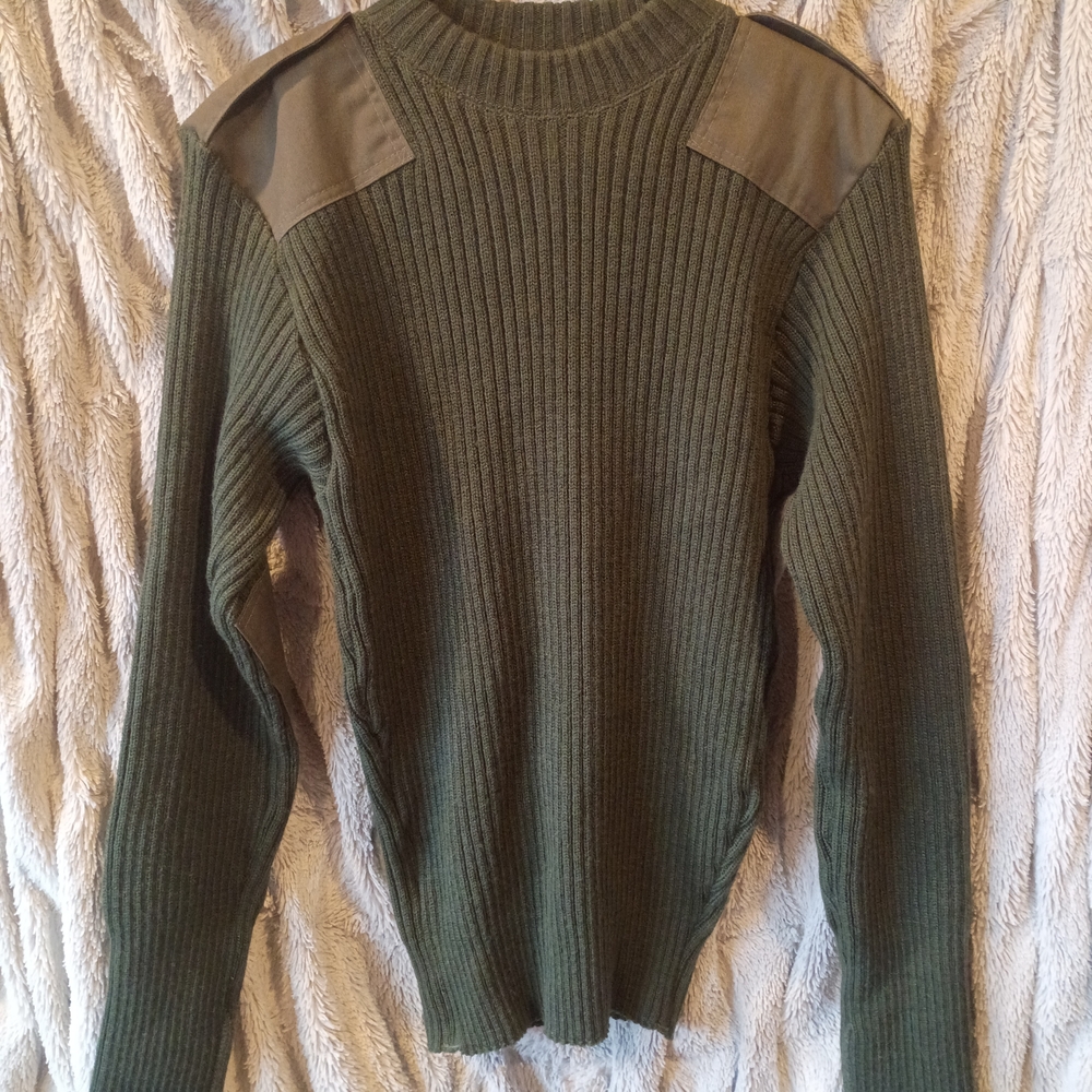 Men's Olive Ribbed Crewneck Sweater
